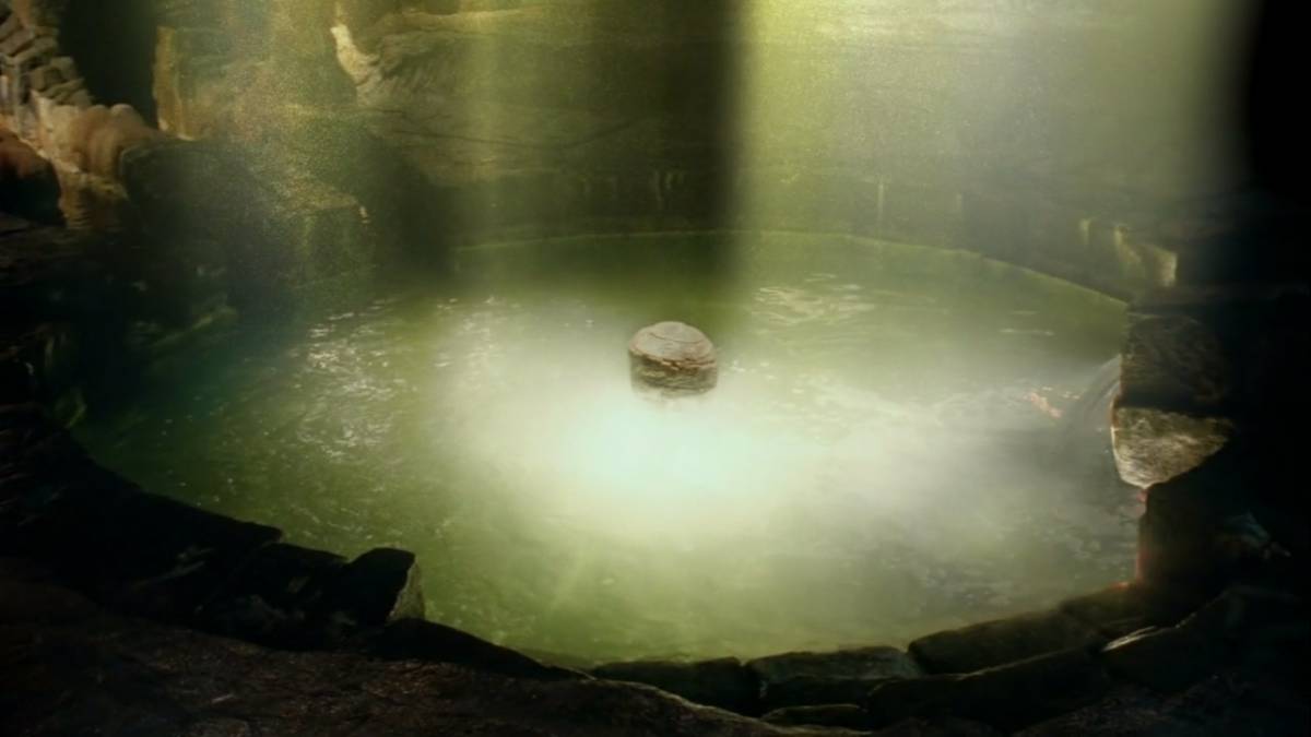 The glowing heart of The Island at the bottom of the cave