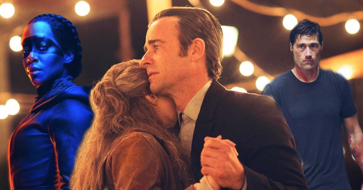 A collage of characters from Damon Lindelof's TV shows. Sister Night & Jack from Lost in the corners, Kevin and Nora dancing in the center.