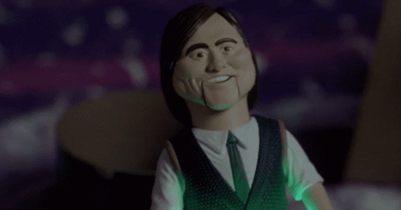 A Mr. Pickles doll being held up