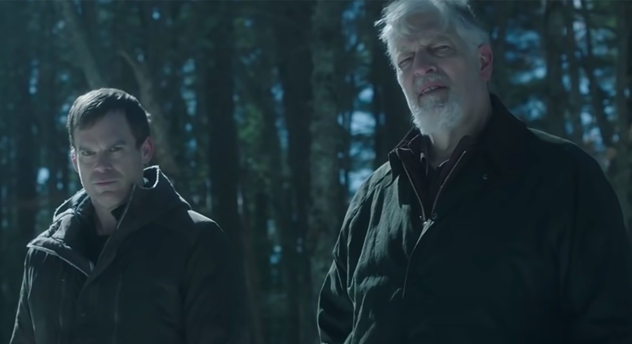 Dexter and Kurt behind caution tape