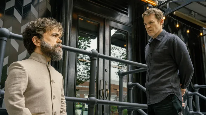 Prayer and Dexter talking in Dexter: Resurrection Episode 9.