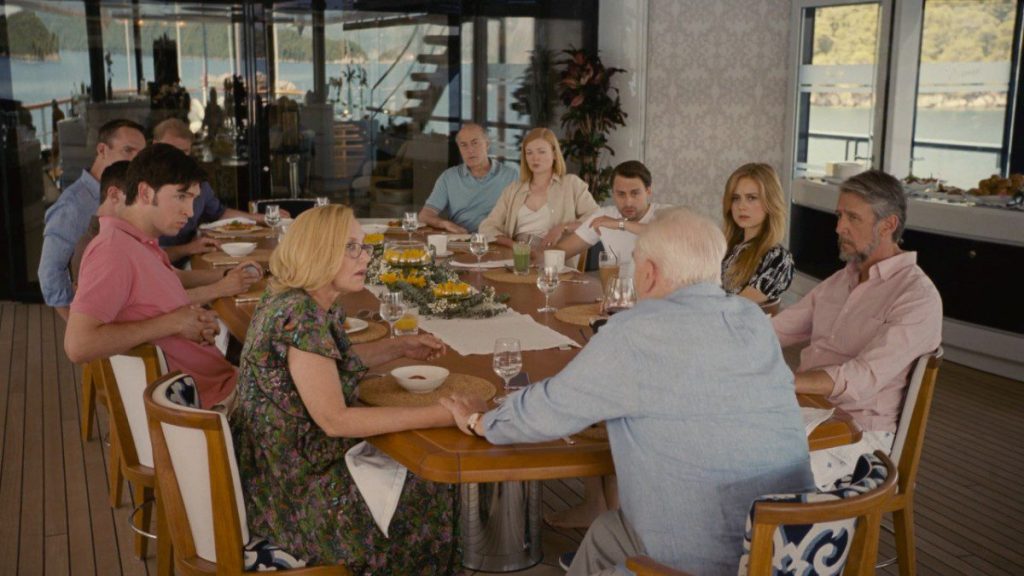 Everyone gathered at Logan’s breakfast table in Succession S2E10