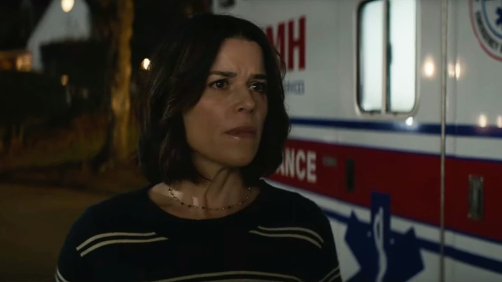 Sidney stands next to an ambulance in Scream 7